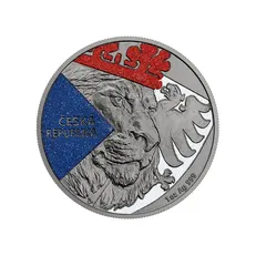 1oz Czech Lion Black Platinum, Diamond Effect Silver Coin